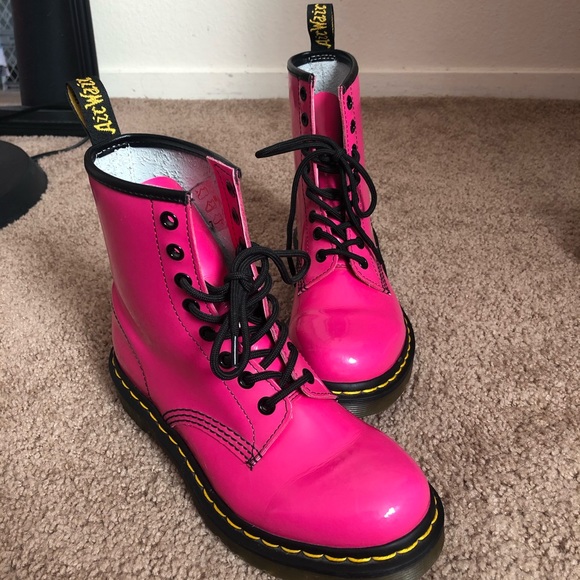 Dr. Martens Shoes - Hot Pink Doc Martens Ankle Boots with Black Laces